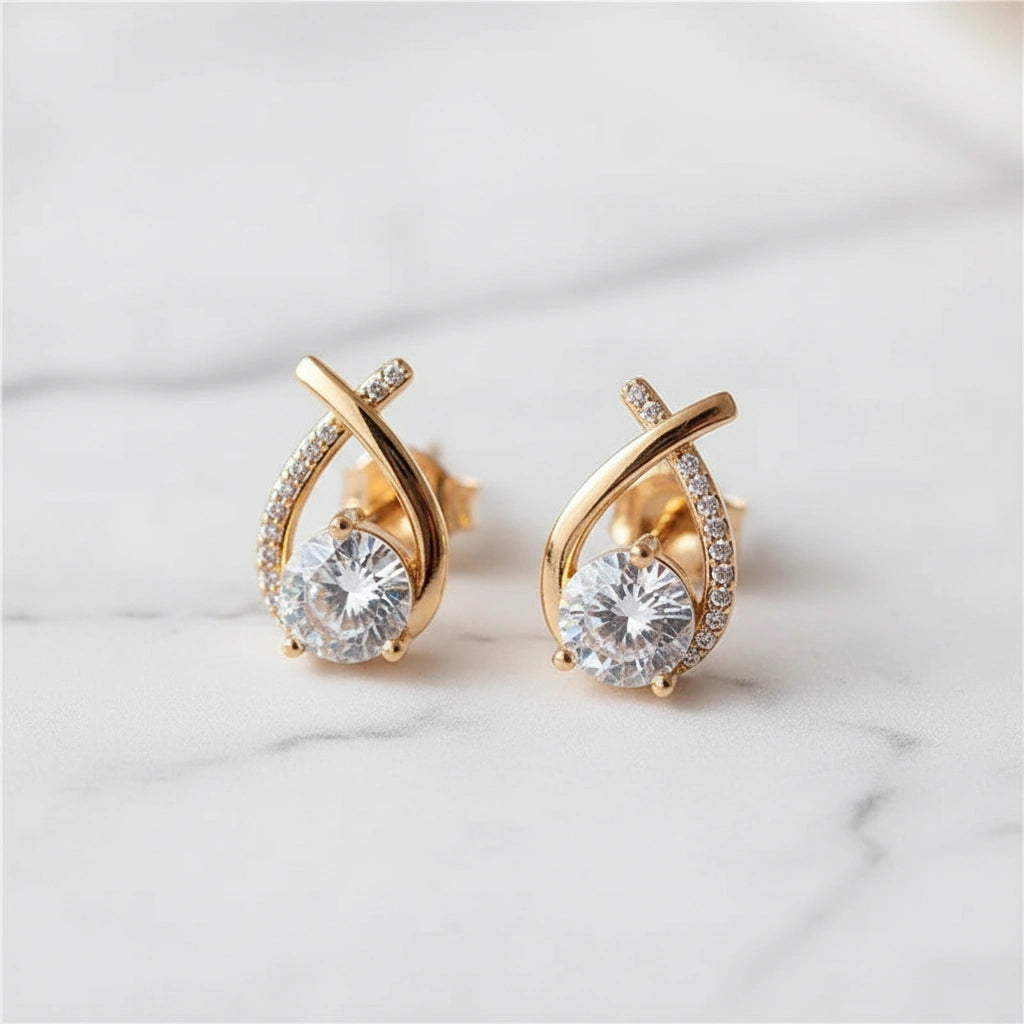 Auriel Crystal Cross Studs