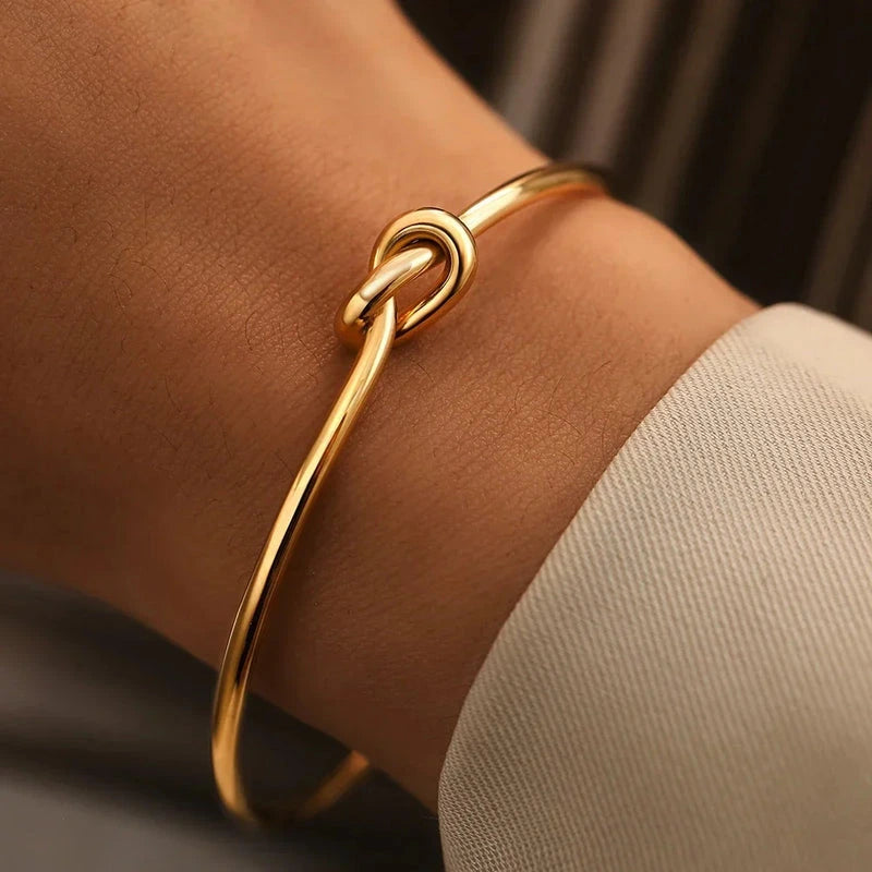 Elegant Stainless Steel Twist Bangle - Minimalist Bracelet for Women